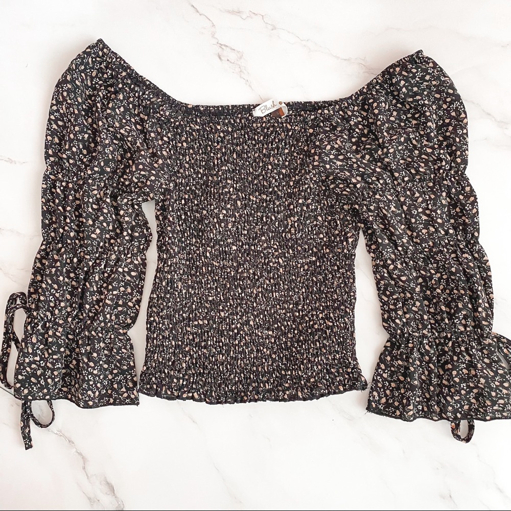 Blush // Runched Floral Blouse